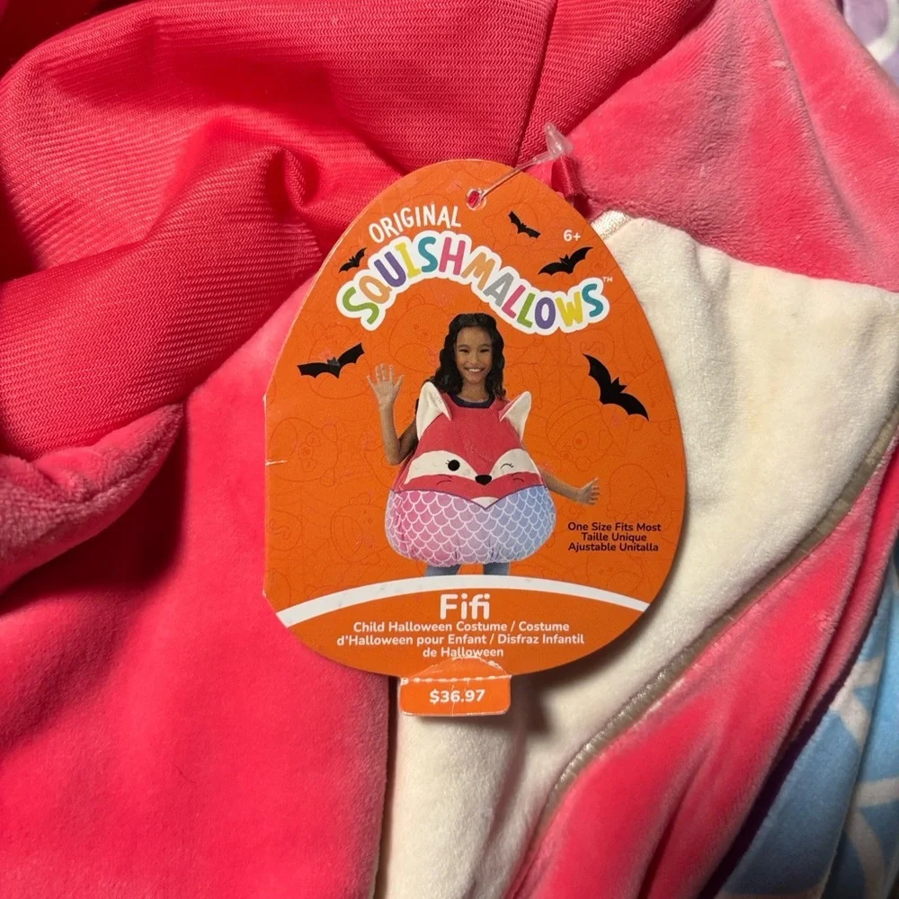 NWT Original Squishmallows FIFI mermaid costume Pink and White Fox